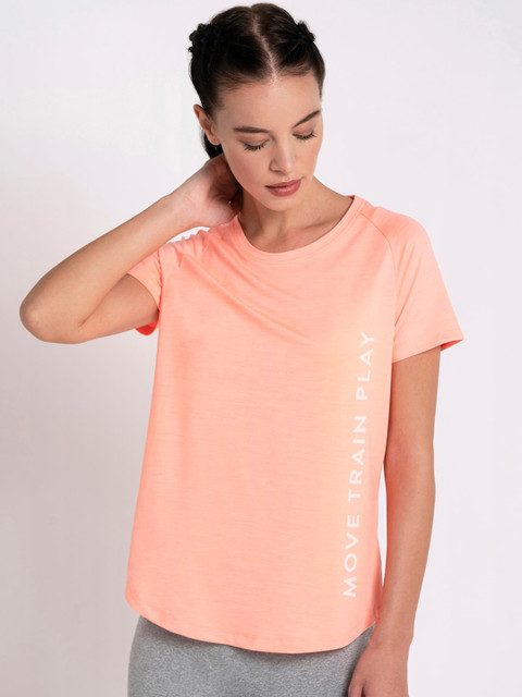 

Cultsport Women Peach-Coloured Printed Round Neck T-shirt