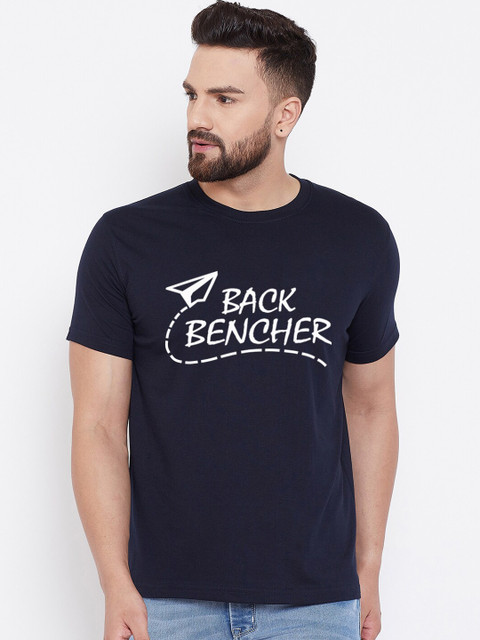 

wesquare Men Navy Blue Printed Round Neck T-shirt