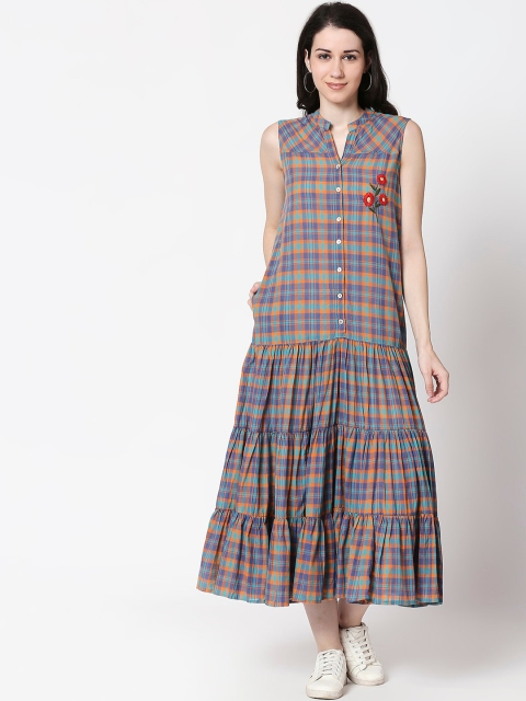 

TERQUOIS Women Multicoloured Checked A-Line Dress, Multi
