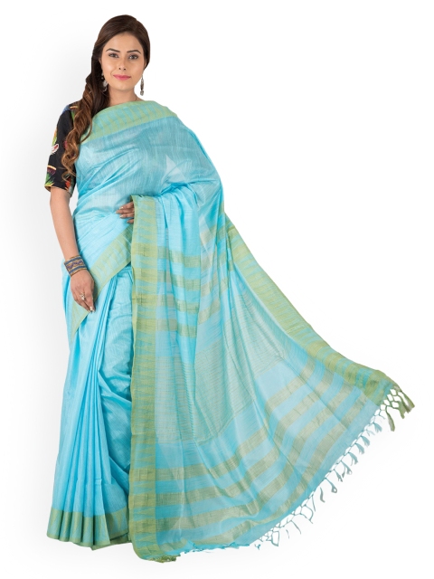 

Tribes India Blue Striped Saree