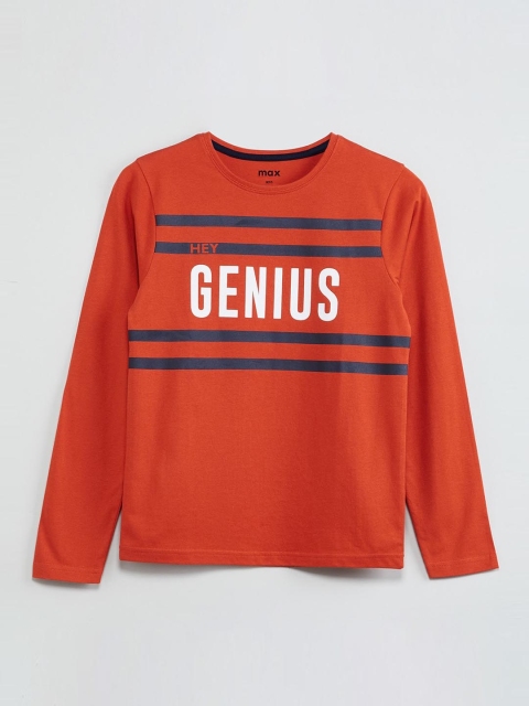 

max Boys Orange & Blue Printed Round Neck T-shirt