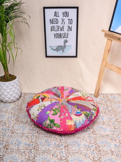 

Tistabene Multicolour Floral Patchwork Round Floor Cushion, Multi