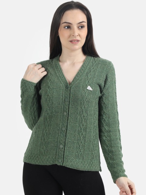 

Monte Carlo Women Green Self Design Cardigan Sweater