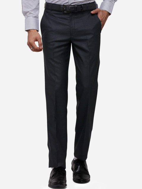 

Greenfibre Men Navy Blue Slim Fit Solid Formal Trousers