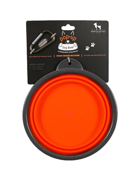 

Heads Up For Tails HUFT Pop Up Collapsible Dog Bowl, Orange