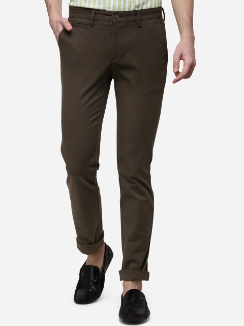 

Greenfibre Men Olive Green Skinny Fit Solid Regular Trousers