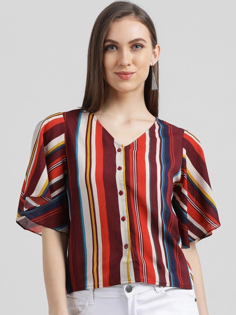 

Zink London Women Multicoloured Striped Shirt Style Top, Multi