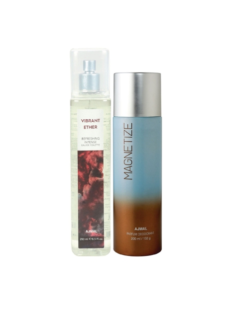

Ajmal Unisex Set of Vibrant Ether EDT & Magnetize Deodorant, Blue