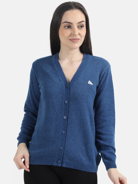 

Monte Carlo Women Blue Solid Cardigan Sweater