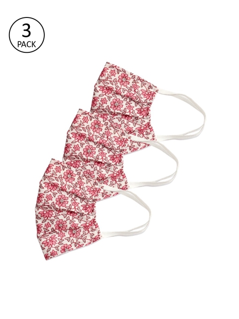 

Bellofox Women 3 Pcs Floral Printed 3-Ply Cloth Mask, Pink