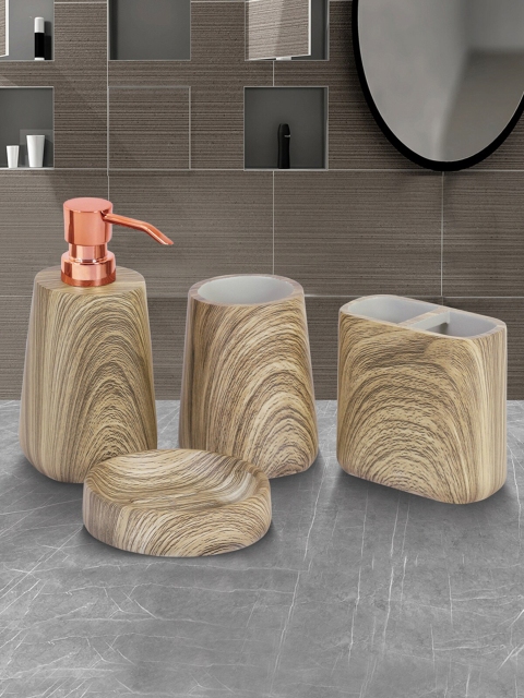 

Obsessions Brown 4Pcs Abstract Print Spaze Bath Accessories Set