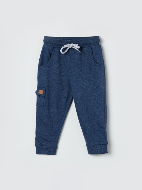 

max Boys Blue Solid Slim-Fit Joggers