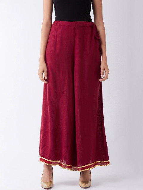 

InWeave Women Maroon Hem Design Flared Palazzos