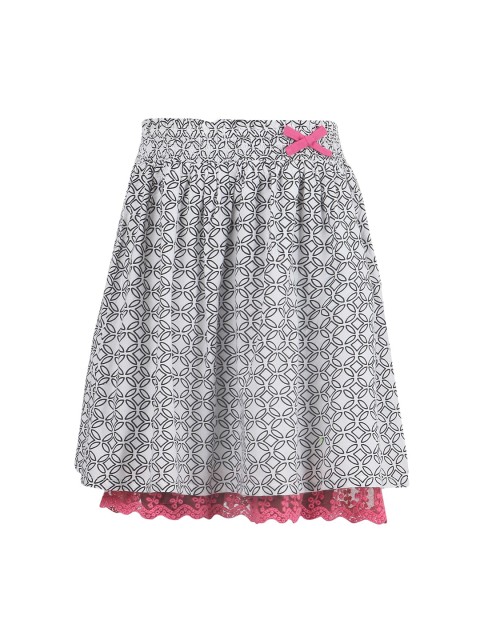 

Miyo Girls Off-White & Black Printed A-Line Skirt