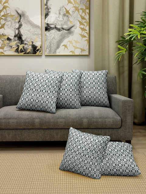 

KLOTTHE Green Set of 5 Geometric Square Cushion Covers