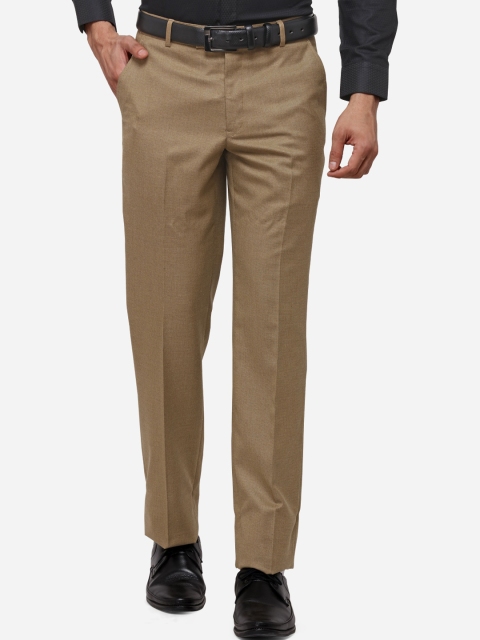 

Greenfibre Men Khaki Regular Fit Solid Formal Trousers