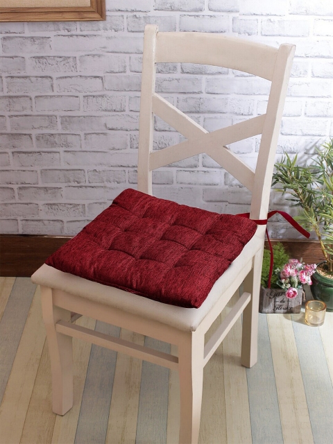 

KLOTTHE Maroon Set of 6 Solid Chair Pads