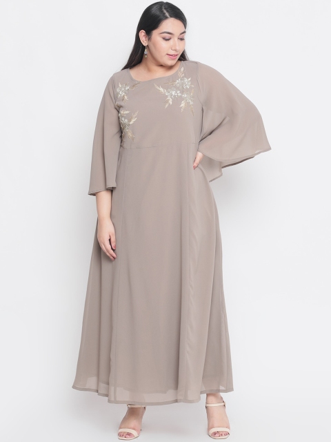 

Amydus Women Taupe Embroidered Maxi Dress