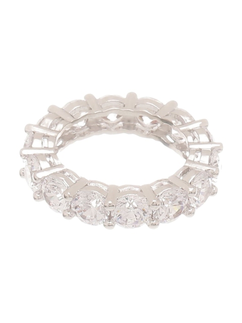 

Tistabene Silver-Toned & White AD-Studded Design Finger Ring