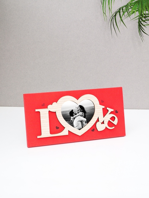 

Golden Peacock Red Love Shape Wooden Table-Top Photo Frame