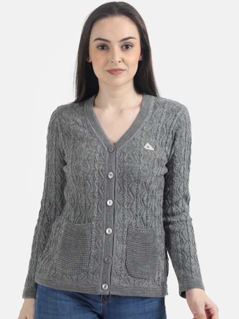 

Monte Carlo Women Grey Solid Cardigan Sweater