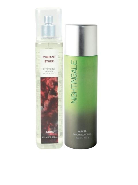 

Ajmal Unisex Set of Vibrant Ether EDT & Nightingale Deodorant, Brown
