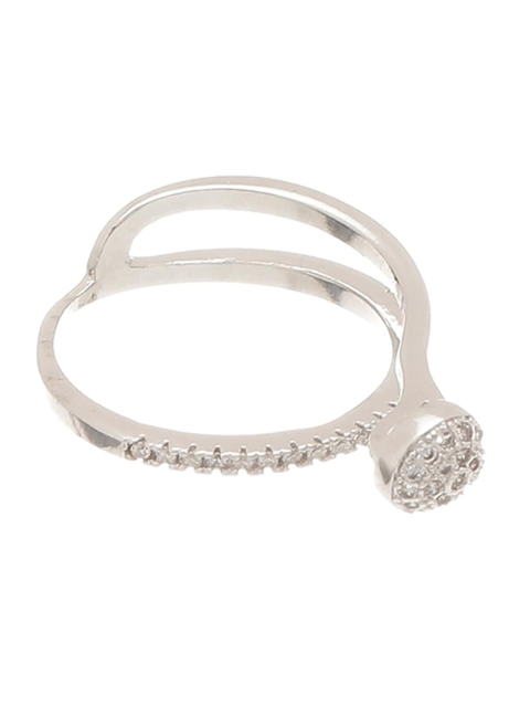 

Tistabene Silver-Toned & & White AD-Studded Contemporary Finger Ring
