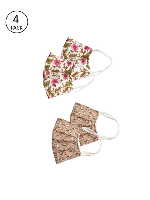 

Bellofox Women 4 Pcs 3-Ply Printed Masks, Pink