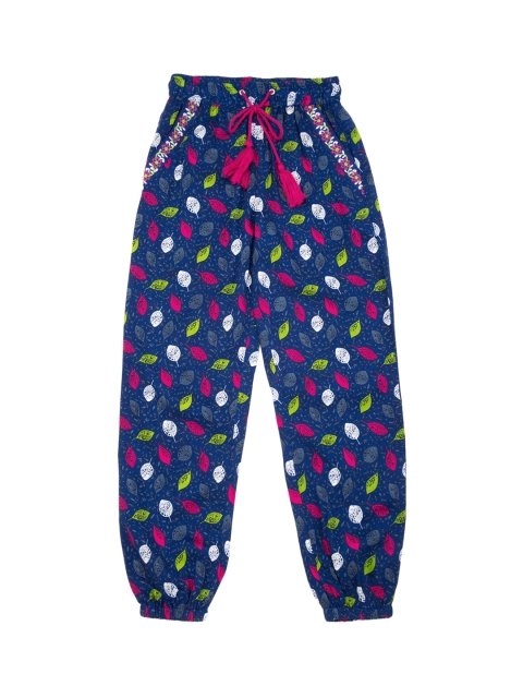 

Cherokee Girls Navy Blue Printed Regular Trousers