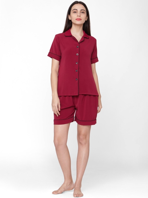 

Smarty Pants Women Maroon Solid Night suit