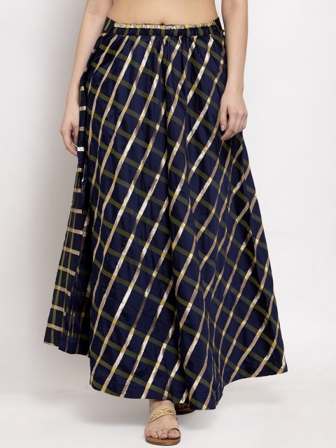 

Clora Navy Blue Printed Maxi Skirt