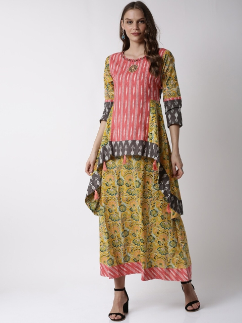 

Soch Women Yellow & Pink Printed Maxi Dress