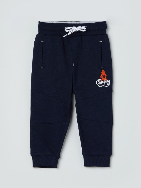

max Boys Navy Blue Solid Joggers