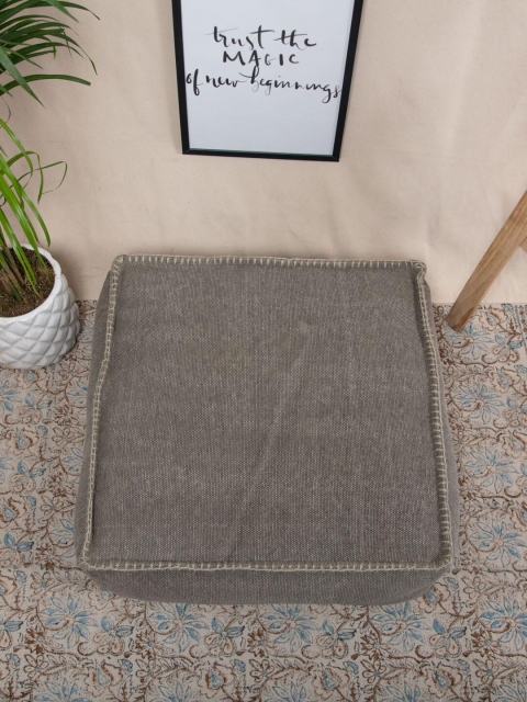 

Tistabene Grey Square Durry Printed Pouf Floor Cushion