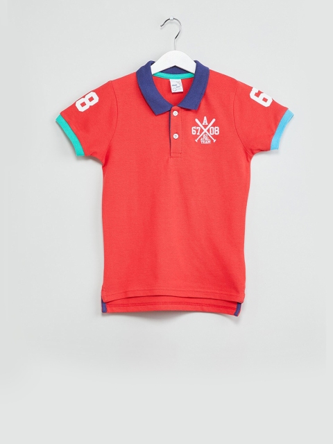 

max Boys Orange Solid Polo Collar T-shirt