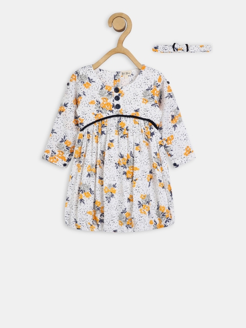 

Bella Moda Girls White Printed Fit and Flare Dress