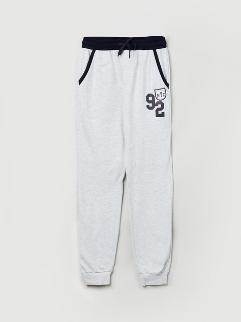 

max Boys Grey Melange Solid Slim-Fit Joggers