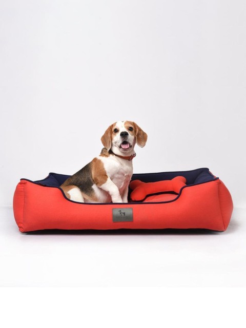 

Heads Up For Tails Red & Navy Blue Lounger Dog Bed