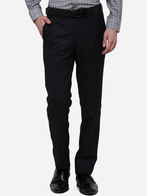 

Greenfibre Men Navy Blue Slim Fit Solid Formal Trousers