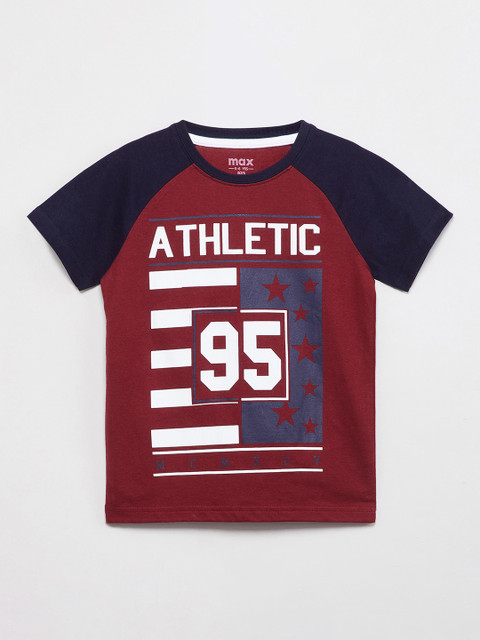 

max Boys Red Printed Round Neck T-shirt