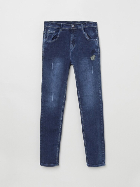 

max Boys Blue Slim Fit Mid-Rise Low Distress Jeans