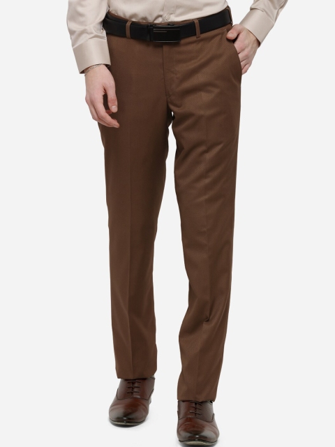 

Greenfibre Men Brown Slim Fit Solid Formal Trousers