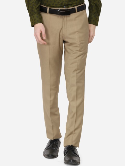 

Greenfibre Men Beige Skinny Fit Solid Formal Trousers