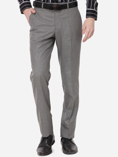 

Greenfibre Men Grey Regular Fit Solid Formal Trousers
