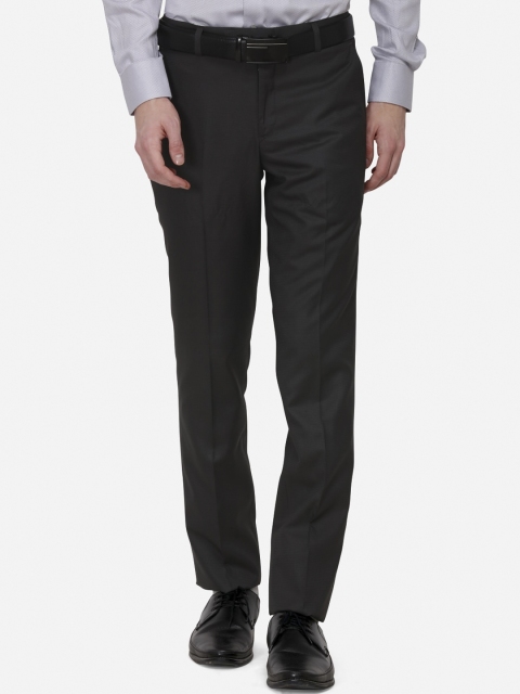 

Greenfibre Men Grey Slim Fit Solid Formal Trousers