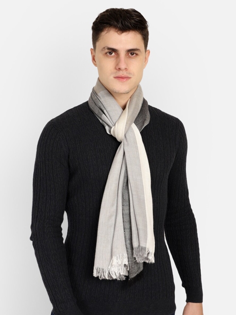 

Anekaant Men White & Grey Colourblocked Stole