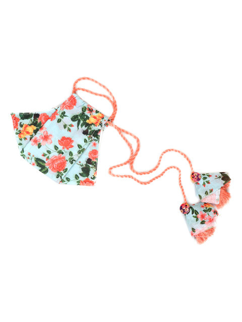 

VASTRAMAY Girls Green Floral Printed 3-Ply Reusable Protective Outdoor Printed Mask