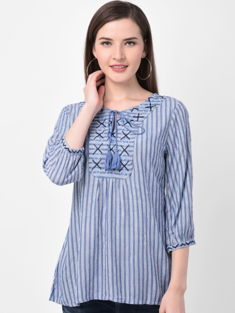

Latin Quarters Blue Striped Tunic