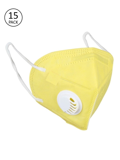 

OOMPH Adults Pack Of 15 Yellow Valved 5-Ply Anti-Pollution Reusable KN95 Masks