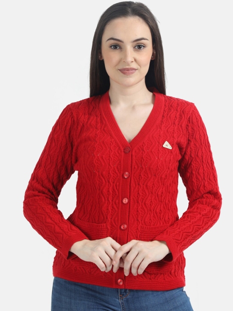

Monte Carlo Women Red Solid Cardigan Sweater